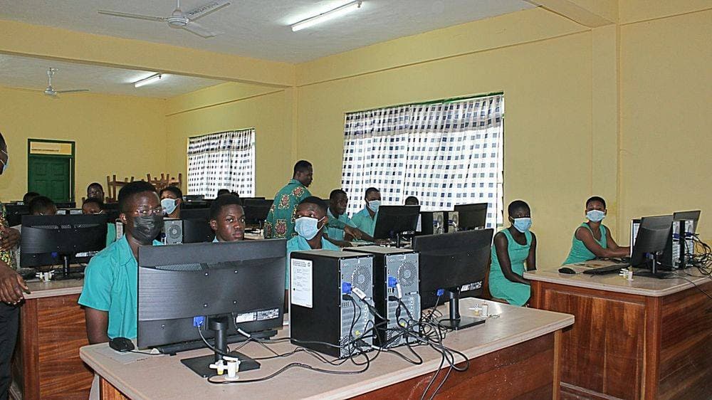 Students at TASEC working at their stations in the new computer lab